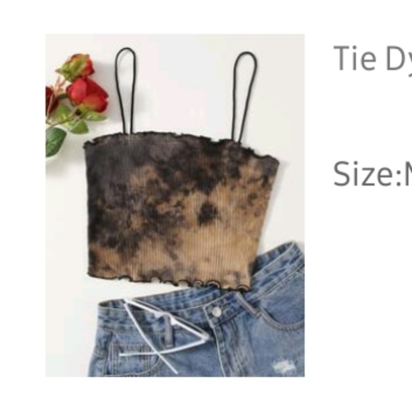 Marble pattern lettuce trim cami top - Picture 2 of 2